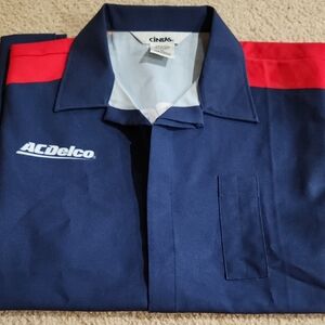 Navy and Red Men's Casual Button Down Shirt